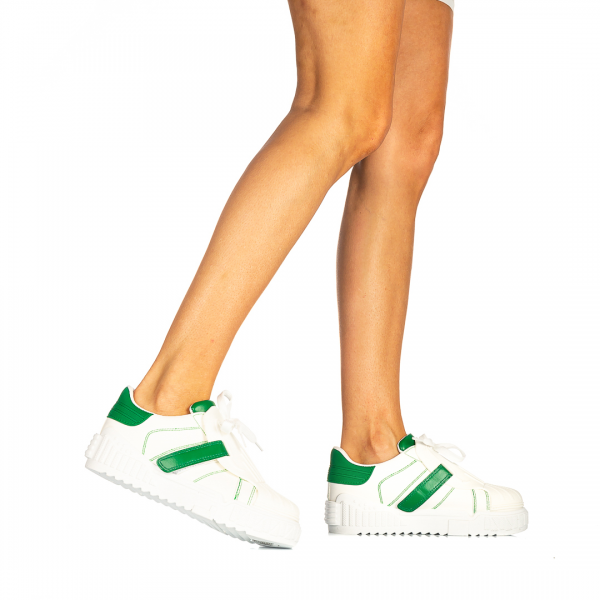 Γυναικεία αθλητικά παπούτσια Lumera λευκά με πράσινο, 4 - Kalapod.gr